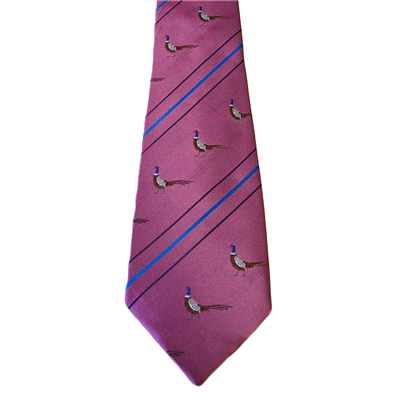 Taylors Ties Pheasant & Stripe Tie - Pink